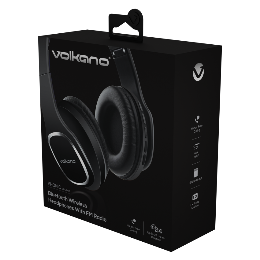 Volkano Phonic Series Bluetooth full size headphones – black