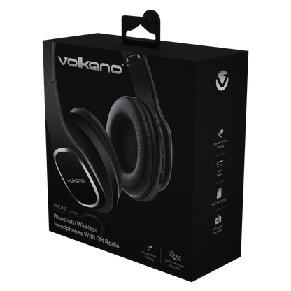 Volkano Phonic Series Bluetooth full size headphones – black