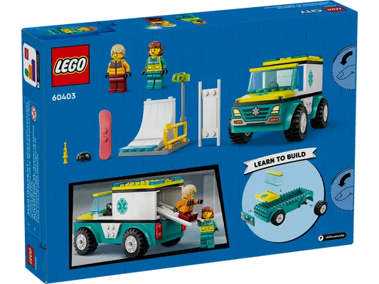 Lego City Emergency Ambulance and Snowboarder