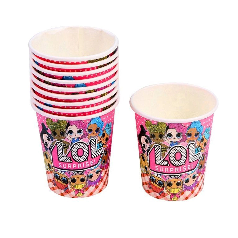 Disposable paper party cups themed 10 pack