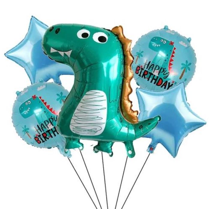 Cute Dinosaur Theme Foil Balloons Set Of 5 Pcs