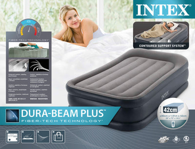 Intex Twin Deluxe Pillow Rest Airbed W/fibertech