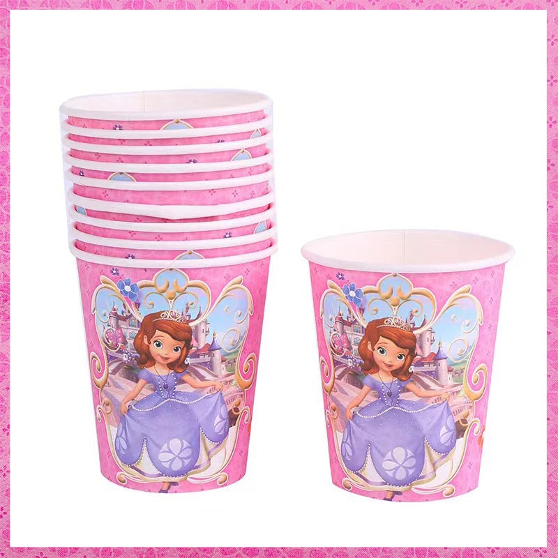 Disposable paper party cups themed 10 pack