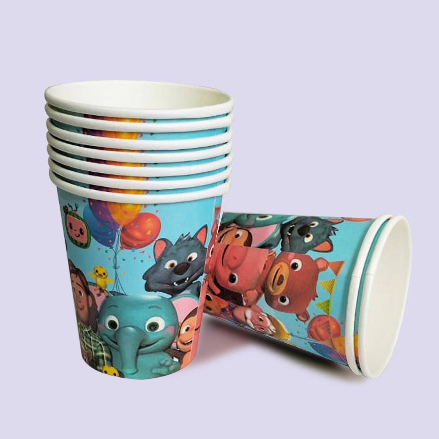 Disposable paper party cups themed 10 pack