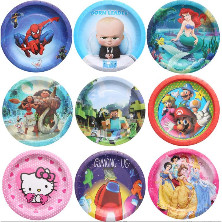 Disposable paper party Plates themed 10 pack