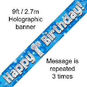 Banner- Small Happy 1St Birthday Blue V&N Goodies Galore