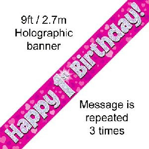 Banner-Small Happy 1St Birthday Pink V&N Goodies Galore