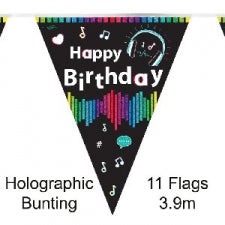 Bunting/Flag Music Birthday Holographic - like Tik Tok V&N Goodies Galore