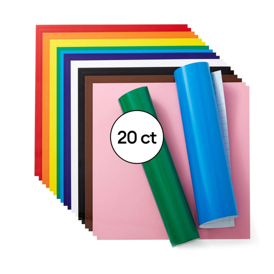 Cricut Flat Pack 20sheets Permanent Vinyl Rainbow V&N Goodies Galore