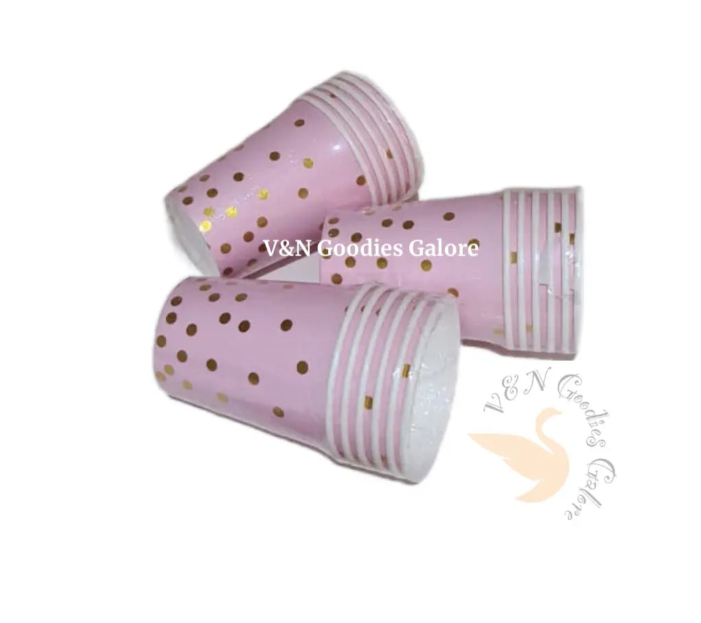 Cups-Pink with Gold Dots V&N Goodies Galore