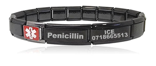 Medical Alert Charm Bracelet Black - V&N Goodies Galore V&N Goodies Galore