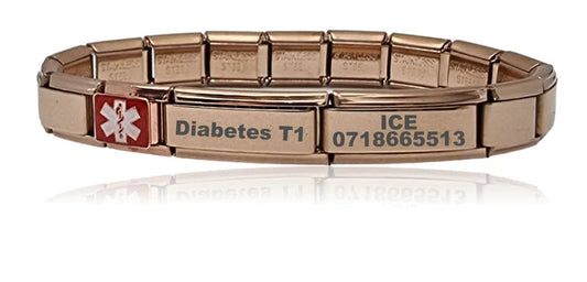 Medical Alert Charm Bracelet Rose Gold - V&N Goodies Galore V&N Goodies Galore