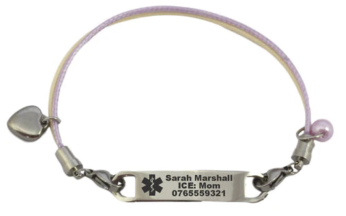 Medical Alert Pastel Cords Personalized ID Bracelet - V&N Goodies Galore V&N Goodies Galore